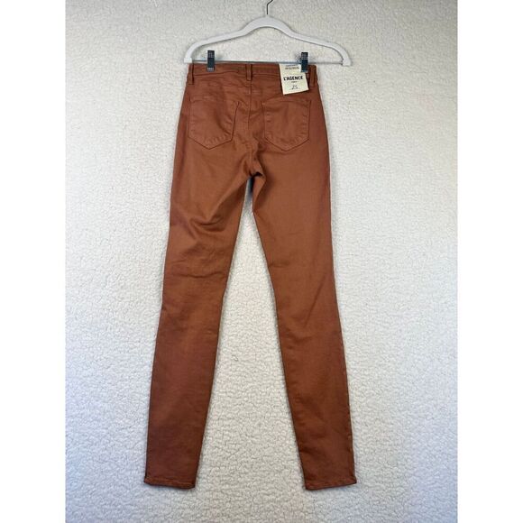 NEW L'AGENCE Java Marguerite Coated High Rise Skinny Jeans Rose/Blush Size 25‎ - Picture 2 of 9